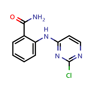 Chemical structure of 2-((2-chloropyrimidin-4-yl)amino)benzamide , CAS 1395886-42-6, AChemBlock S89182