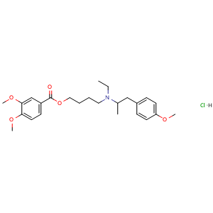 Chemical structure of 4-(ethyl(1-(4-methoxyphenyl)propan-2-yl)amino)butyl 3,4-dimethoxybenzoate hydrochloride , CAS 2753-45-9, AChemBlock S89202