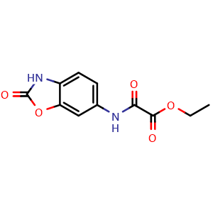 Chemical structure of ethyl 2-oxo-2-(2-oxo-2,3-dihydrobenzo[d]oxazol-6-ylamino)acetate , CAS 496055-49-3, AChemBlock S89211