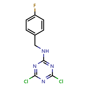 Chemical structure of 4,6-dichloro-N-(4-fluorobenzyl)-1,3,5-triazin-2-amine , CAS 546140-76-5, AChemBlock S89219
