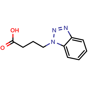Chemical structure of 4-(1H-benzo[d][1,2,3]triazol-1-yl)butanoic acid , CAS 654-19-3, AChemBlock S89222