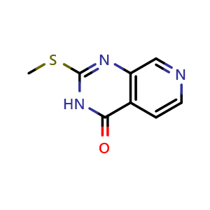 Chemical structure of 2-(methylthio)pyrido[3,4-d]pyrimidin-4(3H)-one , CAS 1854924-00-7, AChemBlock S89236