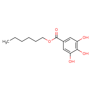 Chemical structure of hexyl 3,4,5-trihydroxybenzoate , CAS 1087-26-9, AChemBlock S89254
