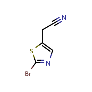 Chemical structure of 2-(2-bromothiazol-5-yl)acetonitrile , CAS 1246554-99-3, AChemBlock S89269