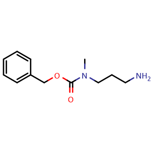 Chemical structure of benzyl (3-aminopropyl)(methyl)carbamate , CAS 126955-77-9, AChemBlock S89274