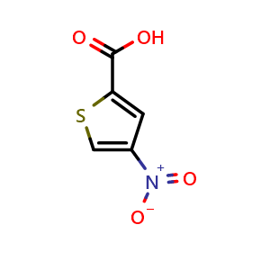 Chemical structure of 4-nitrothiophene-2-carboxylic acid , CAS 13138-70-0, AChemBlock S89280