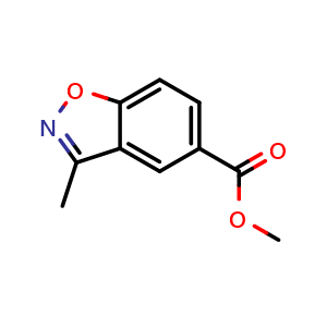 Chemical structure of methyl 3-methylbenzo[d]isoxazole-5-carboxylate , CAS 1374962-06-7, AChemBlock S89284