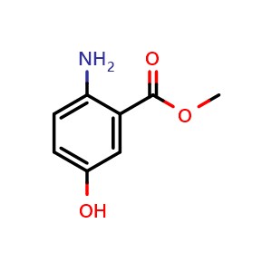 Chemical structure of methyl 2-amino-5-hydroxybenzoate , CAS 1882-72-0, AChemBlock S89327