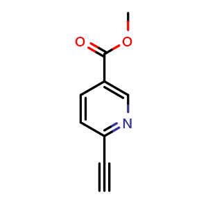 Chemical structure of methyl 6-ethynylnicotinate , CAS 216444-00-7, AChemBlock S89342