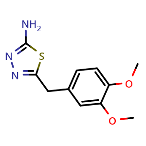 Chemical structure of 5-(3,4-dimethoxybenzyl)-1,3,4-thiadiazol-2-amine , CAS 313957-85-6, AChemBlock S89371