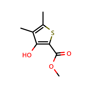 Chemical structure of methyl 3-hydroxy-4,5-dimethylthiophene-2-carboxylate , CAS 32822-84-7, AChemBlock S89381