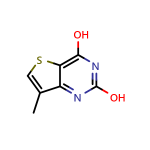 Chemical structure of 7-methylthieno[3,2-d]pyrimidine-2,4-diol , CAS 35265-81-7, AChemBlock S89390
