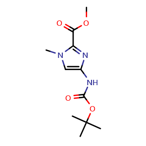 Chemical structure of methyl 4-((tert-butoxycarbonyl)amino)-1-methyl-1H-imidazole-2-carboxylate , CAS 500701-36-0, AChemBlock S89419