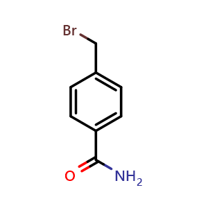 Chemical structure of 4-(bromomethyl)benzamide , CAS 58914-40-2, AChemBlock S89441