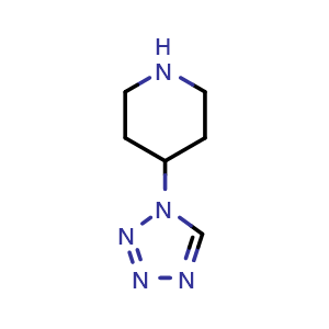 Chemical structure of 4-(1H-tetrazol-1-yl)piperidine , CAS 690261-90-6, AChemBlock S89473