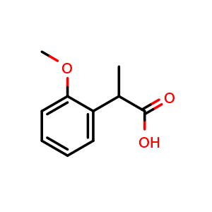 Chemical structure of 2-(2-methoxyphenyl)propanoic acid , CAS 91061-46-0, AChemBlock S89496