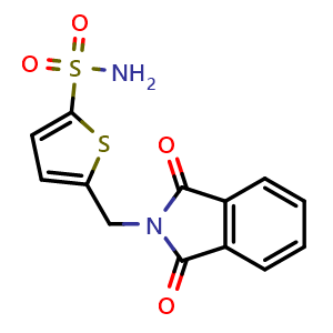Chemical structure of 5-((1,3-dioxoisoindolin-2-yl)methyl)thiophene-2-sulfonamide , CAS 859491-30-8, AChemBlock S89505