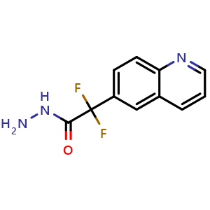 Chemical structure of 2,2-difluoro-2-(quinolin-6-yl)acetohydrazide , CAS 943541-39-7, AChemBlock S89536