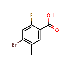 Chemical structure of 4-bromo-2-fluoro-5-methylbenzoic acid , CAS 415965-24-1, AChemBlock S89545