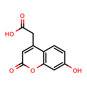 Chemical structure of 2-(7-hydroxy-2-oxo-2H-chromen-4-yl)acetic acid , CAS 6950-82-9, AChemBlock S89576