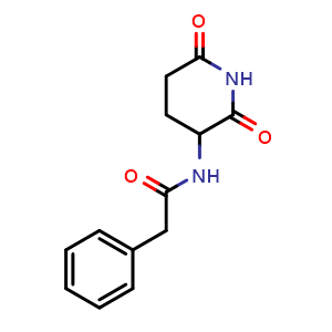 Chemical structure of N-(2,6-dioxopiperidin-3-yl)-2-phenylacetamide , CAS 77658-84-5, AChemBlock S89603