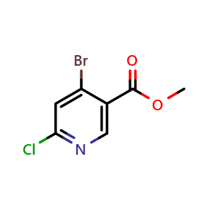 Chemical structure of methyl 4-bromo-6-chloronicotinate , CAS 1256790-93-8, AChemBlock S89607