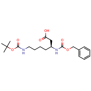 Chemical structure of CBZ-L-ß-HoLys(Boc)-OH , CAS 957494-09-6, AChemBlock S89659