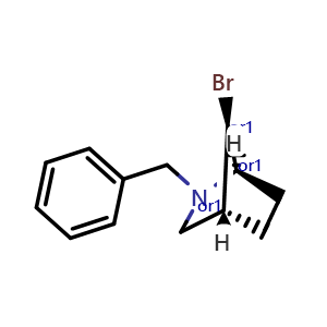 Chemical structure of anti-7-Bromo-2-benzyl-2-azabicyclo[2 2 1]heptane racemate , CAS 312955-00-3, AChemBlock S89664
