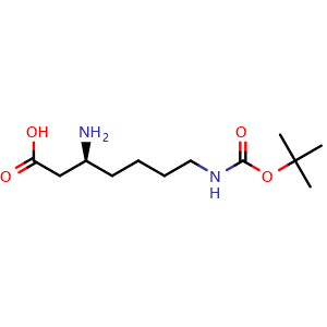 Chemical structure of L-beta-HoLys(Boc)-OH , CAS 1275612-14-0, AChemBlock S89685