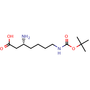 Chemical structure of D-beta-HoLys(Boc)-OH , CAS 2165435-43-6, AChemBlock S89686