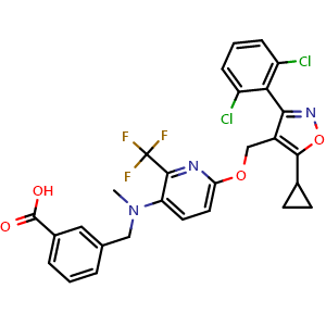 3-(((6-((5-cyclopropyl-3-(2,6-dichlorophenyl)isoxazol-4-yl)methoxy)-2-(trifluoromethyl)pyridin-3-yl)(methyl)amino)methyl)benzoic acid