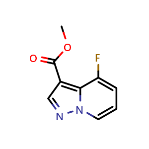 Chemical structure of methyl 4-fluoropyrazolo[1,5-a]pyridine-3-carboxylate , CAS 1802489-64-0, AChemBlock S89831