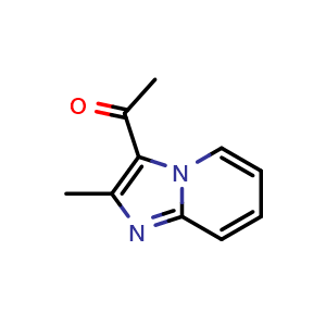 Chemical structure of 1-(2-Methylimidazo[1,2-a]pyridin-3-yl)ethanone , CAS 29096-60-4, AChemBlock T100012