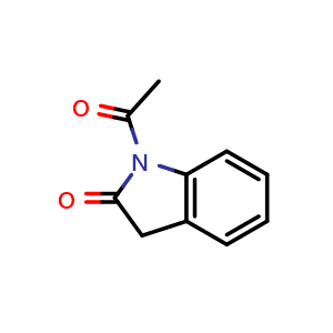 Chemical structure of 1-acetylindolin-2-one , CAS 21905-78-2, AChemBlock T100013