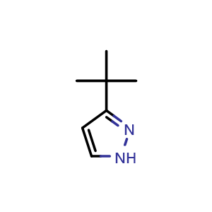 Chemical structure of 3-(Tert-butyl)-1H-pyrazole , CAS 15802-80-9, AChemBlock T100023
