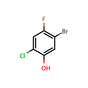 Chemical structure of 5-Bromo-2-chloro-4-fluorophenol , CAS 148254-32-4, AChemBlock T100025