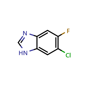 Chemical structure of 6-Chloro-5-fluoro-1H-benzimidazole , CAS 175135-04-3, AChemBlock T100063