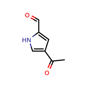 Chemical structure of 4-acetyl-1H-pyrrole-2-carbaldehyde , CAS 16168-92-6, AChemBlock T100073