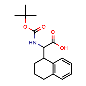 Chemical structure of 2-(Boc-amino)-2-(1,2,3,4-tetrahydronaphthalen-1-yl)acetic acid , CAS 182291-95-8, AChemBlock T100086