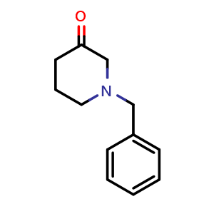 Chemical structure of 1-benzylpiperidin-3-one , CAS 40114-49-6, AChemBlock T100125