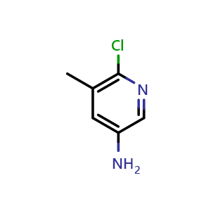 Chemical structure of 6-chloro-5-methylpyridin-3-amine , CAS 38186-82-2, AChemBlock T100129