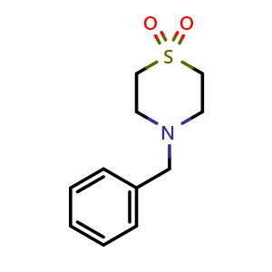 Chemical structure of 4-benzylthiomorpholine-1,1-dioxide , CAS 26475-66-1, AChemBlock T100137