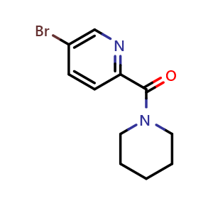 Chemical structure of 5-Bromo-2-(piperidin-1-ylcarbonyl)pyridine , CAS 934000-33-6, AChemBlock T100157