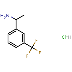 Chemical structure of 1-(3-Trifluoromethylphenyl)ethanamine hydrochloride , CAS 3803-25-6, AChemBlock T100176