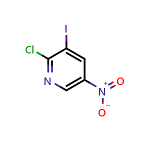 Chemical structure of 2-Chloro-3-iodo-5-nitropyridine , CAS 25391-60-0, AChemBlock T100181