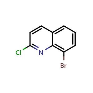 Chemical structure of 8-bromo-2-chloroquinoline , CAS 163485-86-7, AChemBlock T100184