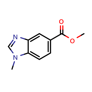 Chemical structure of Methyl 1-methyl-1H-benzo[d]imidazole-5-carboxylate , CAS 131020-36-5, AChemBlock T100189