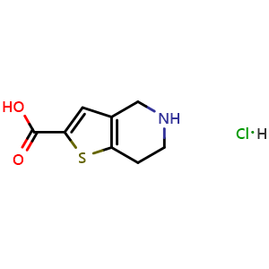 Chemical structure of 4,5,6,7-Tetrahydrothieno[3,2-c]pyridine-2-carboxylic acid hydrochloride , CAS 116118-99-1, AChemBlock T100192