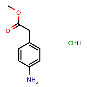 Chemical structure of 4-Amino-benzeneacetic acid methyl ester hydrochloride , CAS 83528-16-9, AChemBlock T100206