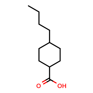 Chemical structure of 4-butylcyclohexane-1-carboxylic acid , CAS 71101-89-8, AChemBlock T100224
